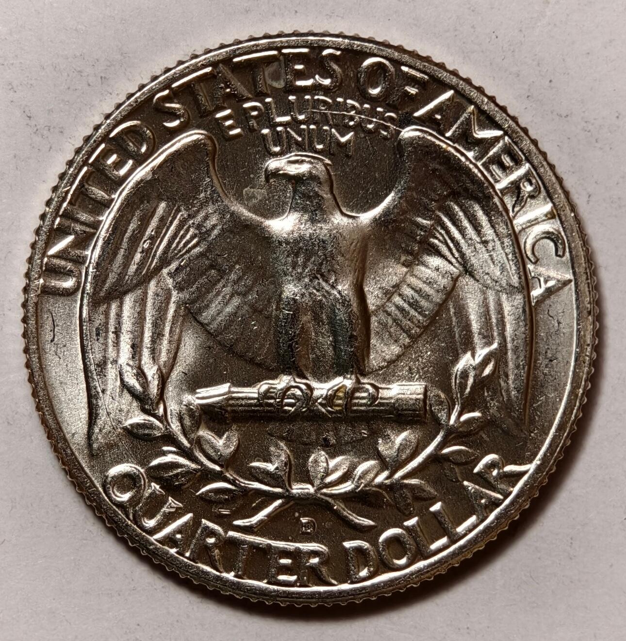 紫瑗钱币——第418期 美国 1964年 华盛顿 25美分 6.25克 0.9银 BU