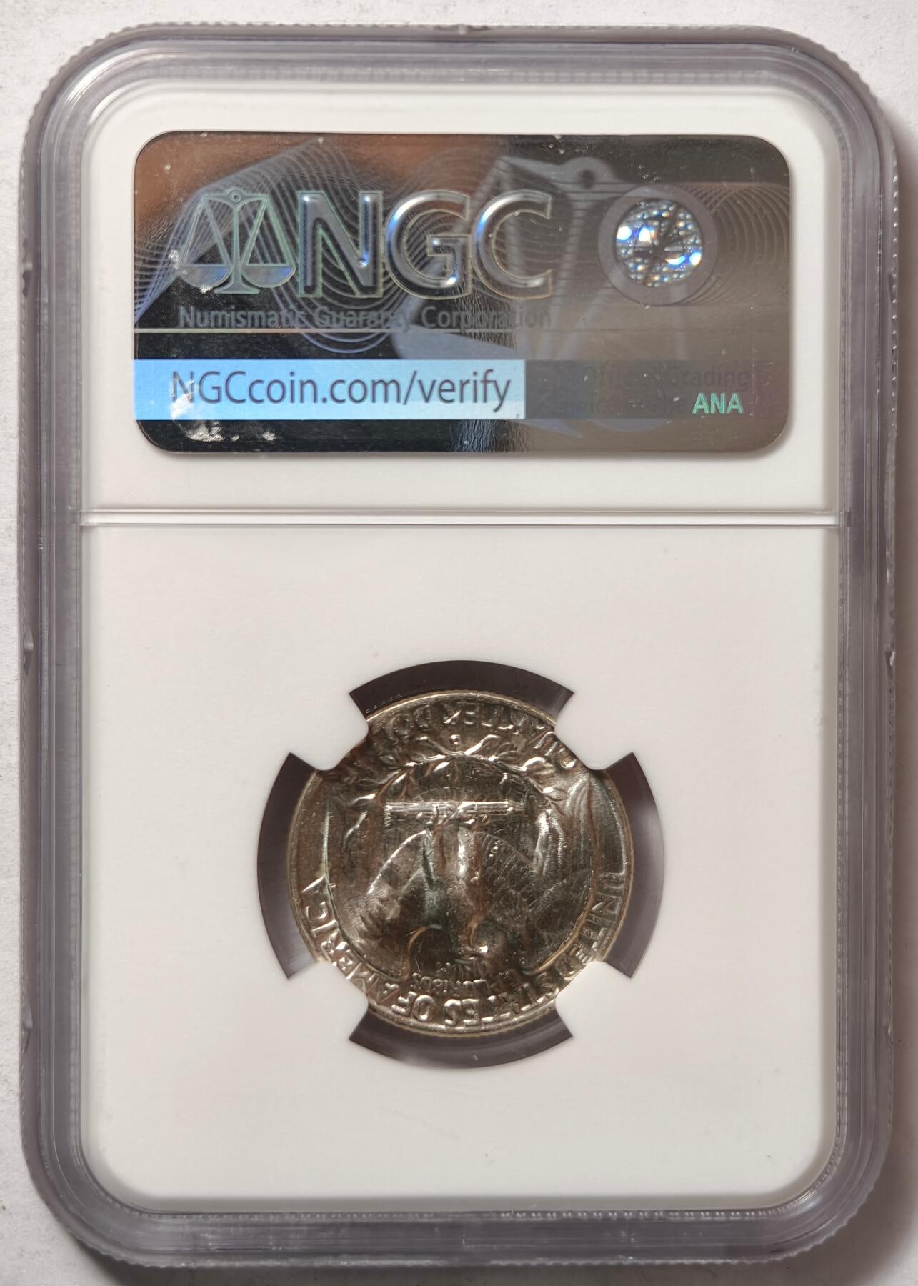 紫瑗钱币——第476期 美国 1957年 D版 华盛顿 25美分 银币 NGC MS63