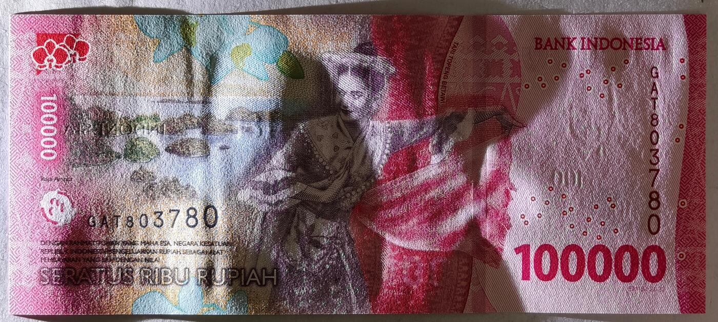 紫瑗钱币——第419期——纸币场 印度尼西亚 2022年 苏加诺和穆罕默德·哈达 100000卢比 UNC