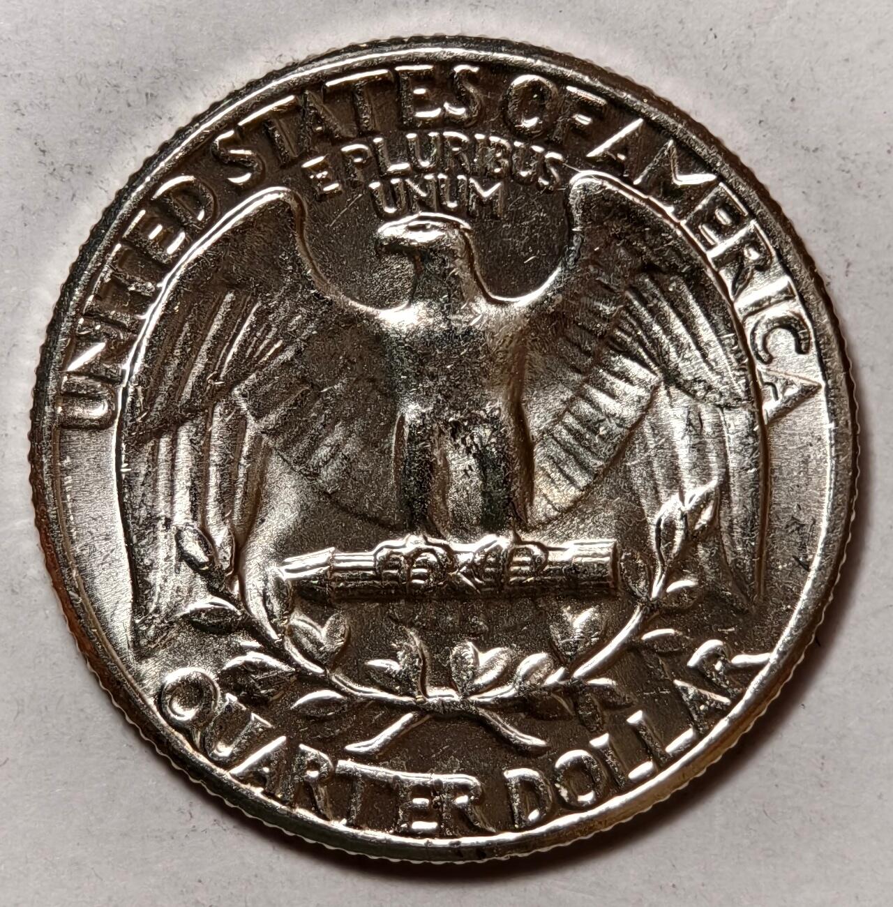 紫瑗钱币——第418期  美国 1964年  华盛顿 25美分 6.25克 0.9银 BU 