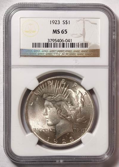 紫瑗钱币——第458期 - 美国 1923年 S版 和平鸽 1元 银币 NGC MS65 老盒 65难度比摩根高
