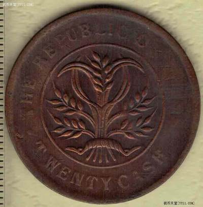 湖南省造民国双旗嘉禾铜元 当制钱二十文 双旗上五角星花版 实物图 湖南省造民国双旗嘉禾铜元 当制钱二十文 双旗上五角星花版 实物图