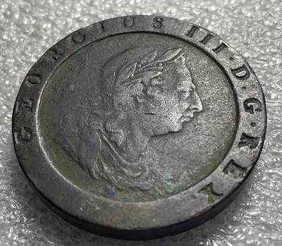 文馨钱币收藏第 161 场，欧洲古币，银币，纪念币场 - 极美 1797 年英国乔治三世车轮 2 便士大古铜币，细节看图