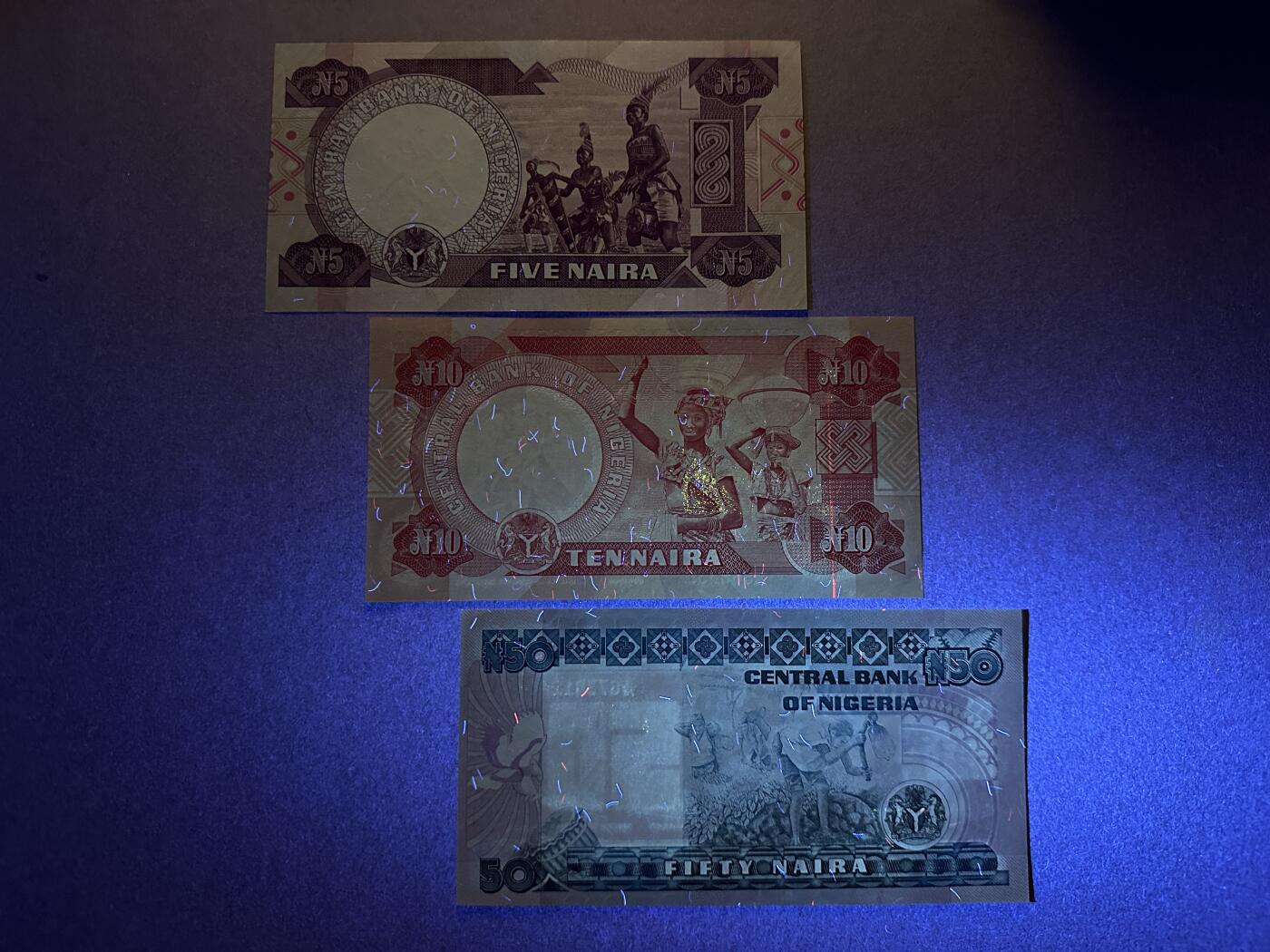《张总收藏》166期-周日外币精品 尼日利亚5、10、50奈拉3张 UNC