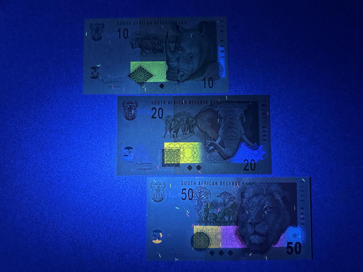 《张总收藏》166期-周日外币精品 南非10、20、50兰特3张 UNC 2005年 全程无4