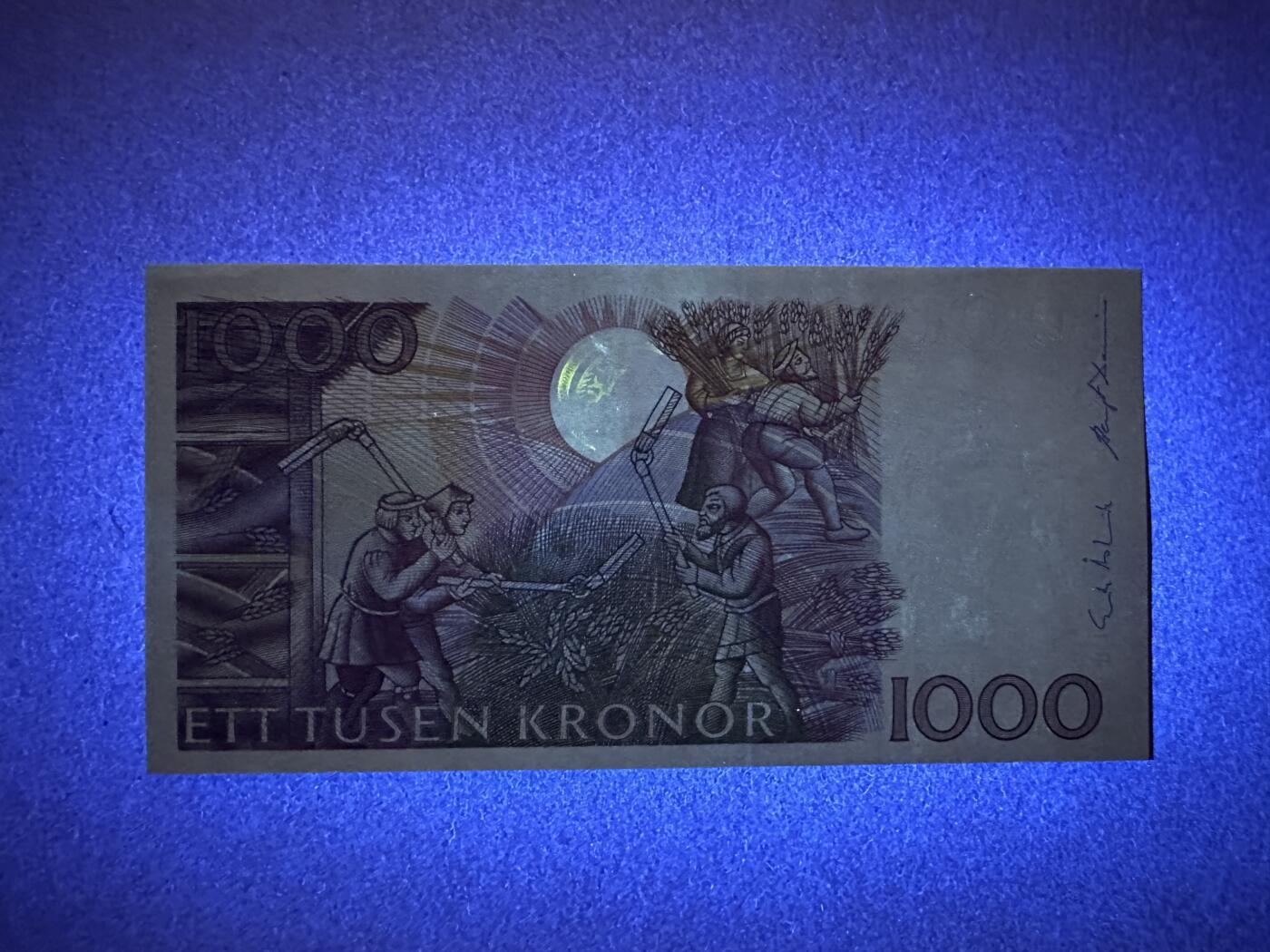 《张总收藏》166期-周日外币精品 瑞典1000克朗 UNC 1989年初版大胡子 局部轻微荧光