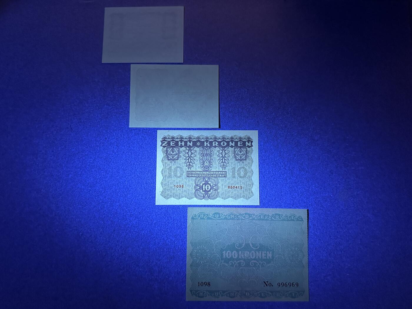 《张总收藏》166期-周日外币精品 奥地利1、2、10、100克朗4张 UNC 1922年老版本