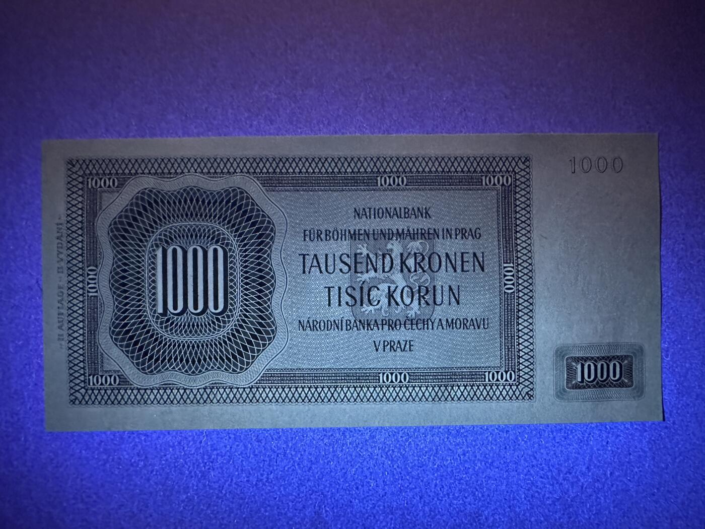 《张总收藏》166期-周日外币精品 波西米亚与摩拉维亚1000克朗 UNC 1942年版 捷克前身 实票 无针孔 无47