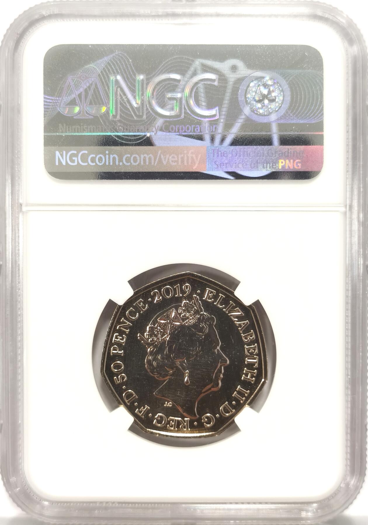 博洋堂世界钱币拍卖第090期（全场包邮） NGC MS67DPL 英国2019年国际科学纪念，斯蒂芬霍金—“黑洞”精制七边形纪念币