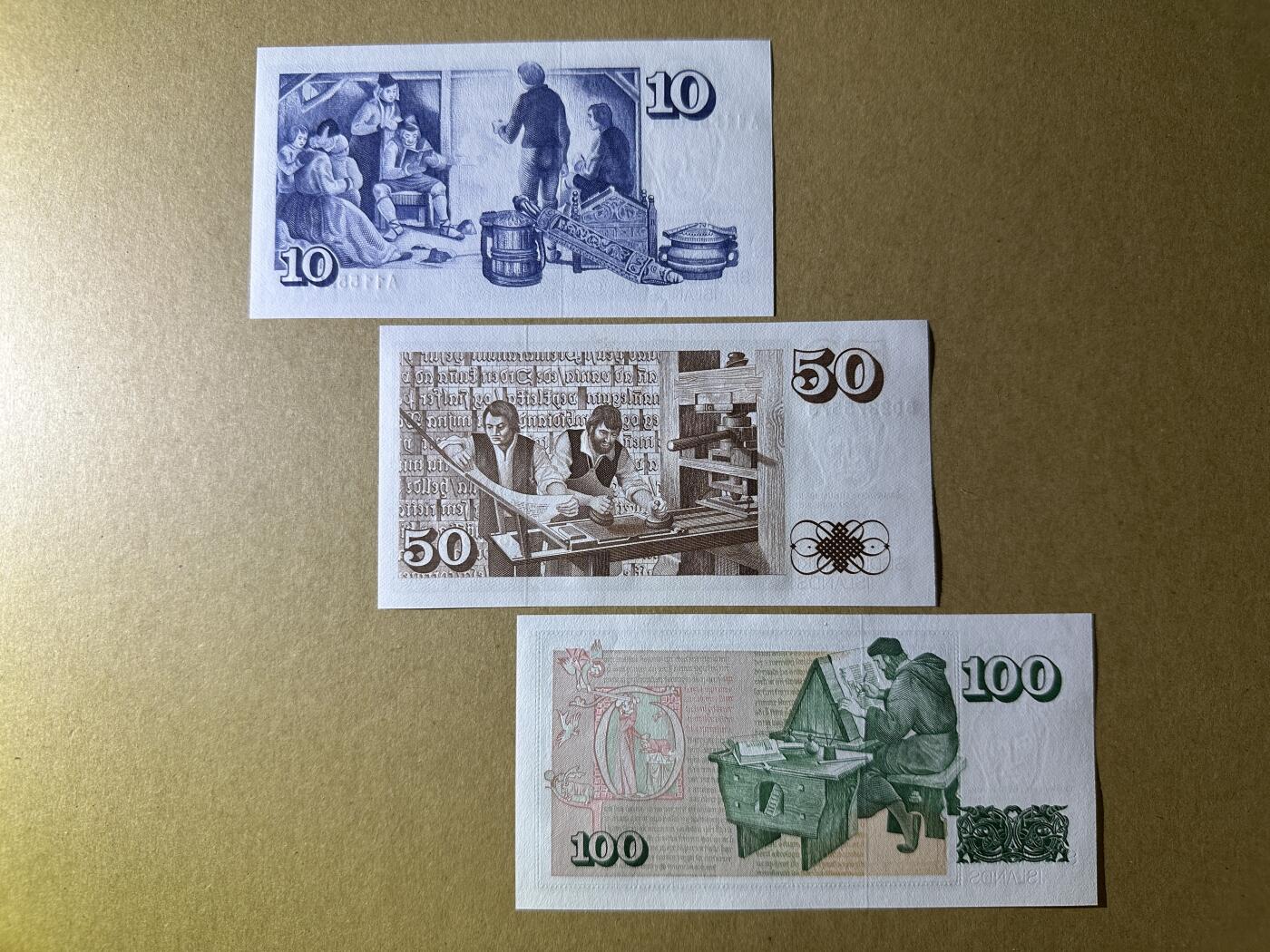 《张总收藏》166期-周日外币精品 冰岛10、50、100克朗3张 UNC 全程无4尾8