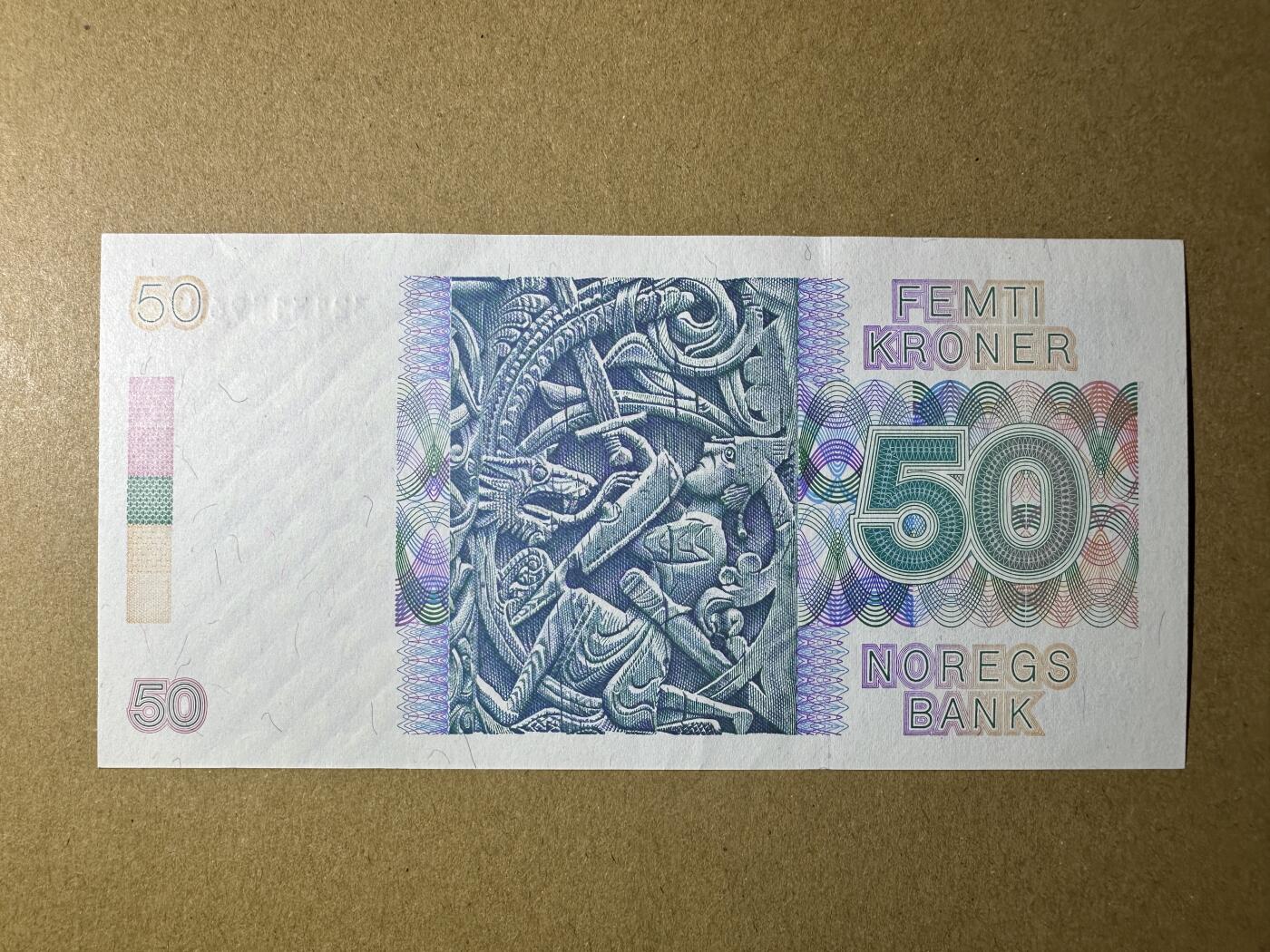 《张总收藏》166期-周日外币精品 挪威50克朗 UNC 1993年 挪威诗人文耶 无4