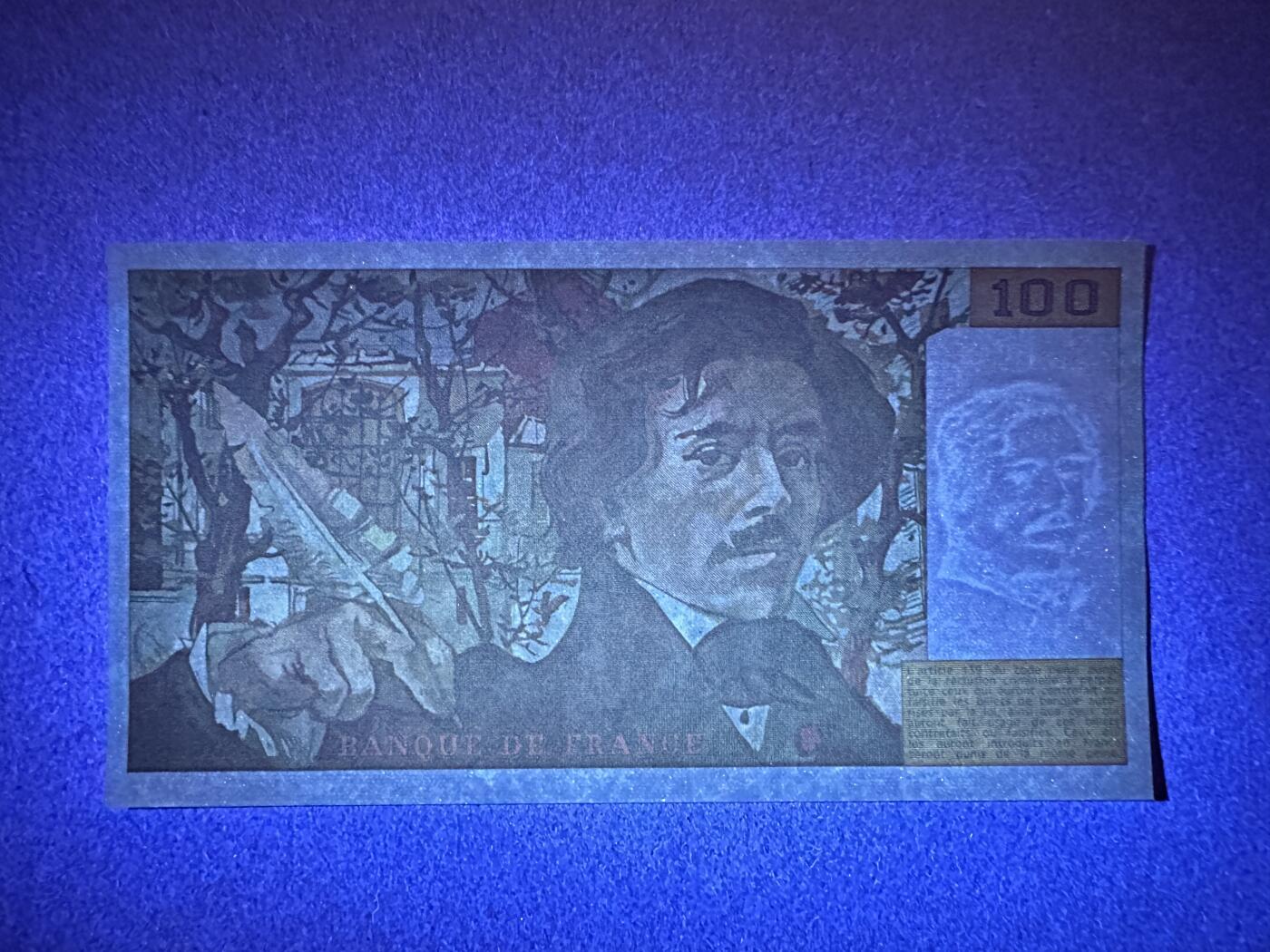 《张总收藏》166期-周日外币精品 法国100法郎 UNC- 1989年 边缘荧光