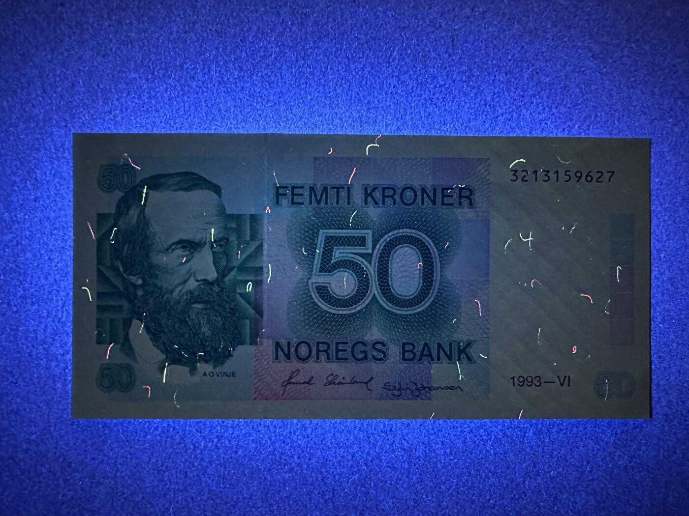 《张总收藏》166期-周日外币精品 挪威50克朗 UNC 1993年 挪威诗人文耶 无4
