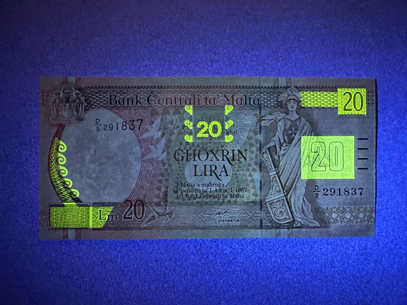 《张总收藏》166期-周日外币精品 马耳他20镑 UNC- 1994年版 无4