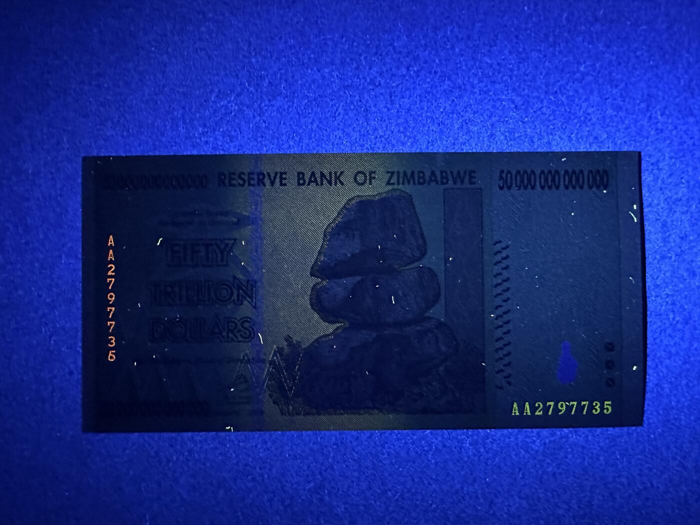 《张总收藏》166期-周日外币精品 津巴布韦50万亿 UNC 2008年 AA冠无4