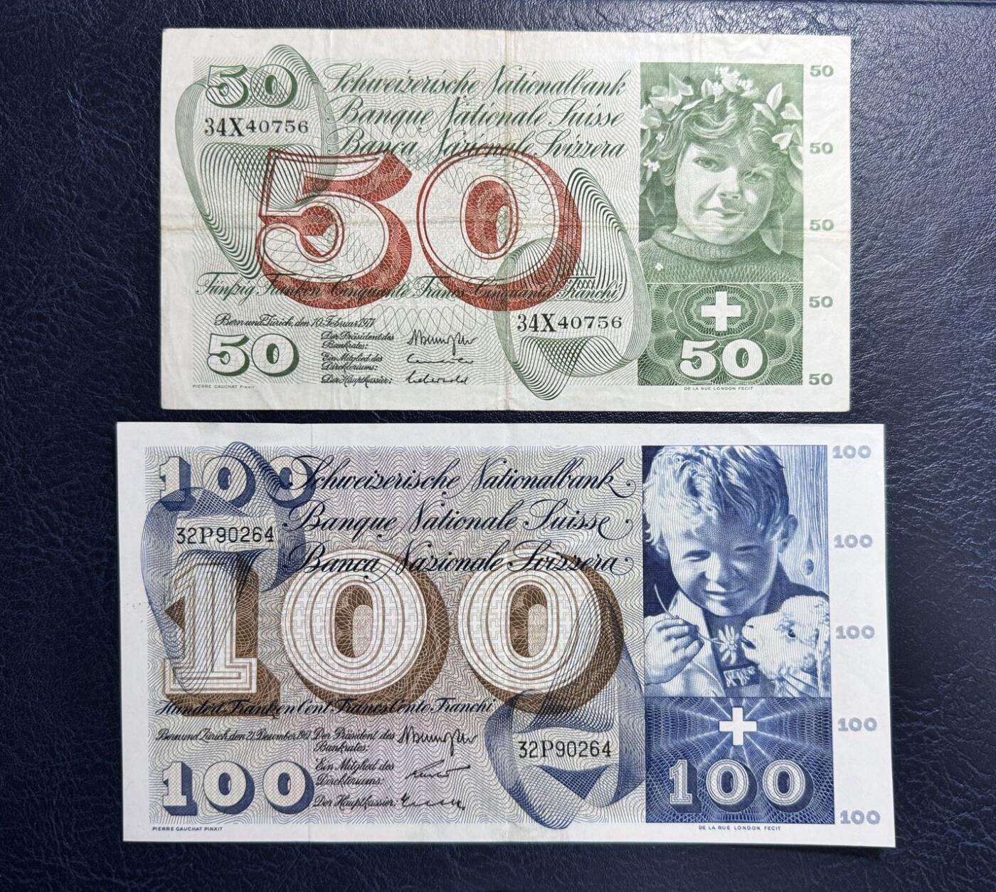 收藏联盟Quantum Auction 第374期拍卖  瑞士联邦1961-71年10-100法郎 非全新 品相如图