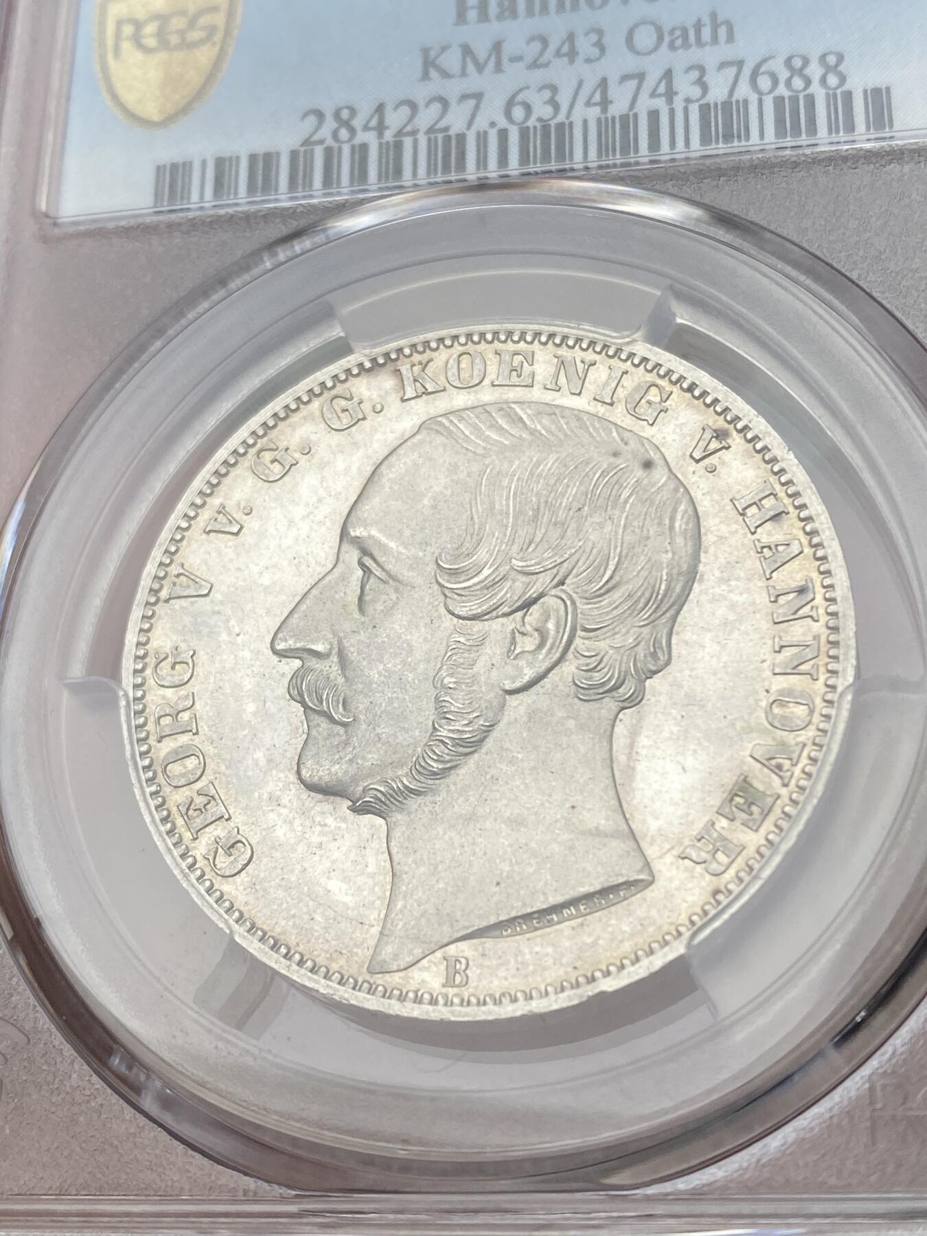 万国钱币拍卖第033期 PCGS MS63 1865年德国汉诺威弗里斯兰橡树纪念流通1泰勒 联合泰勒大名誉品 仅发行2000枚 锐利如新的质感让人爱不释手