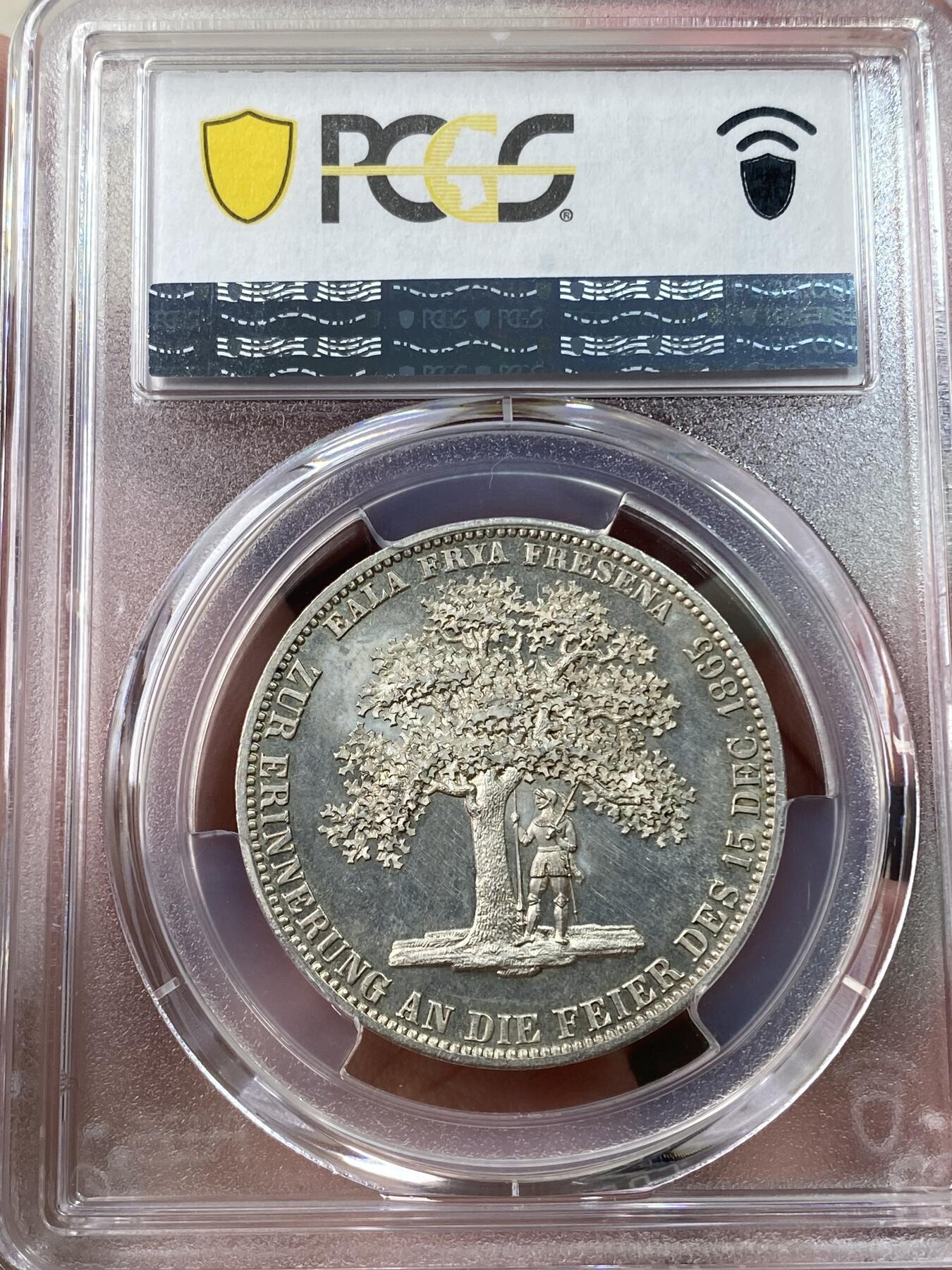 万国钱币拍卖第033期 PCGS MS63 1865年德国汉诺威弗里斯兰橡树纪念流通1泰勒 联合泰勒大名誉品 仅发行2000枚 锐利如新的质感让人爱不释手