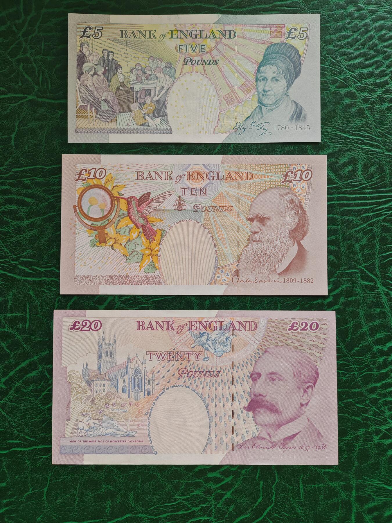 英国 E序 纸币套币 5英镑-10英镑-20英镑 全新UNC