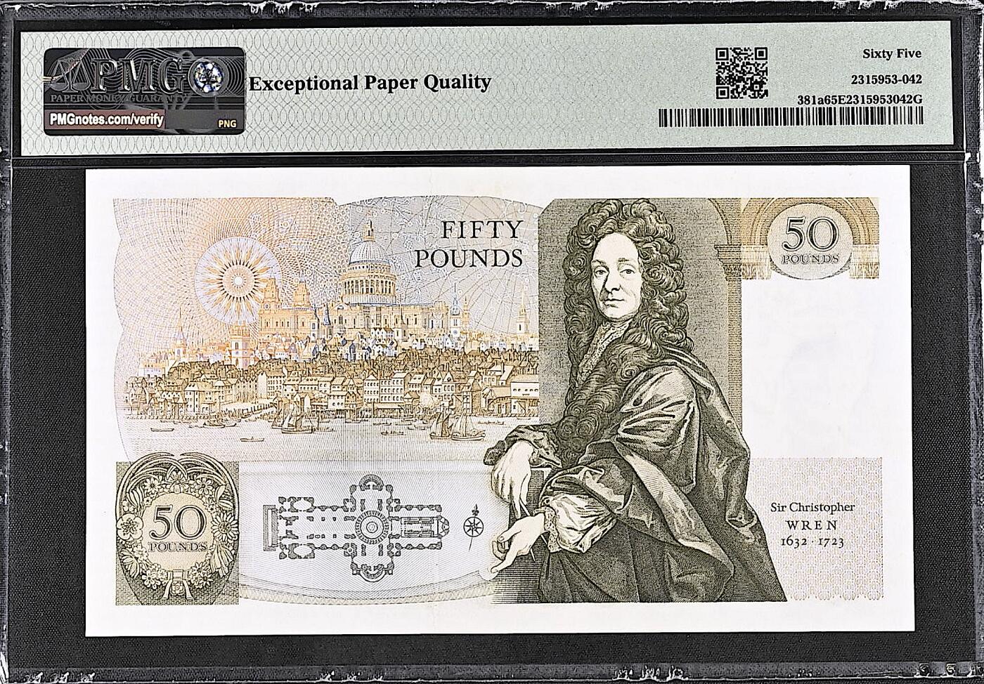 《张总收藏》166期-周日外币精品 英格兰50镑 PMG65E D序列首签 低评带EPQ 裸币收藏剪壳首选