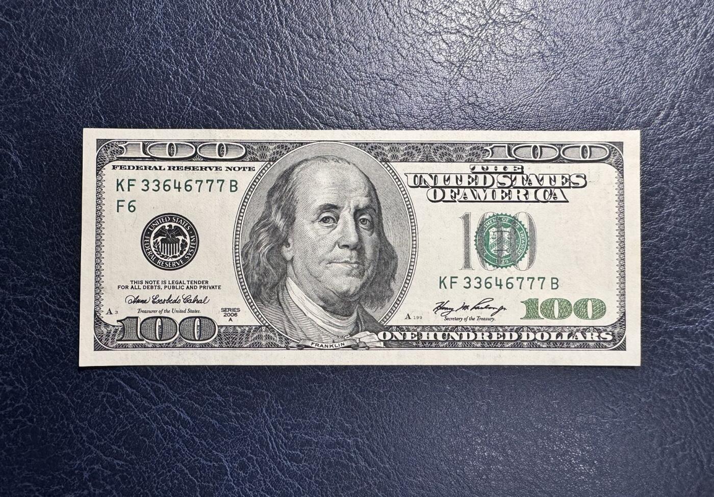 收藏联盟Quantum Auction 第374期拍卖  美国2006年100元豹子号 品相UNC 