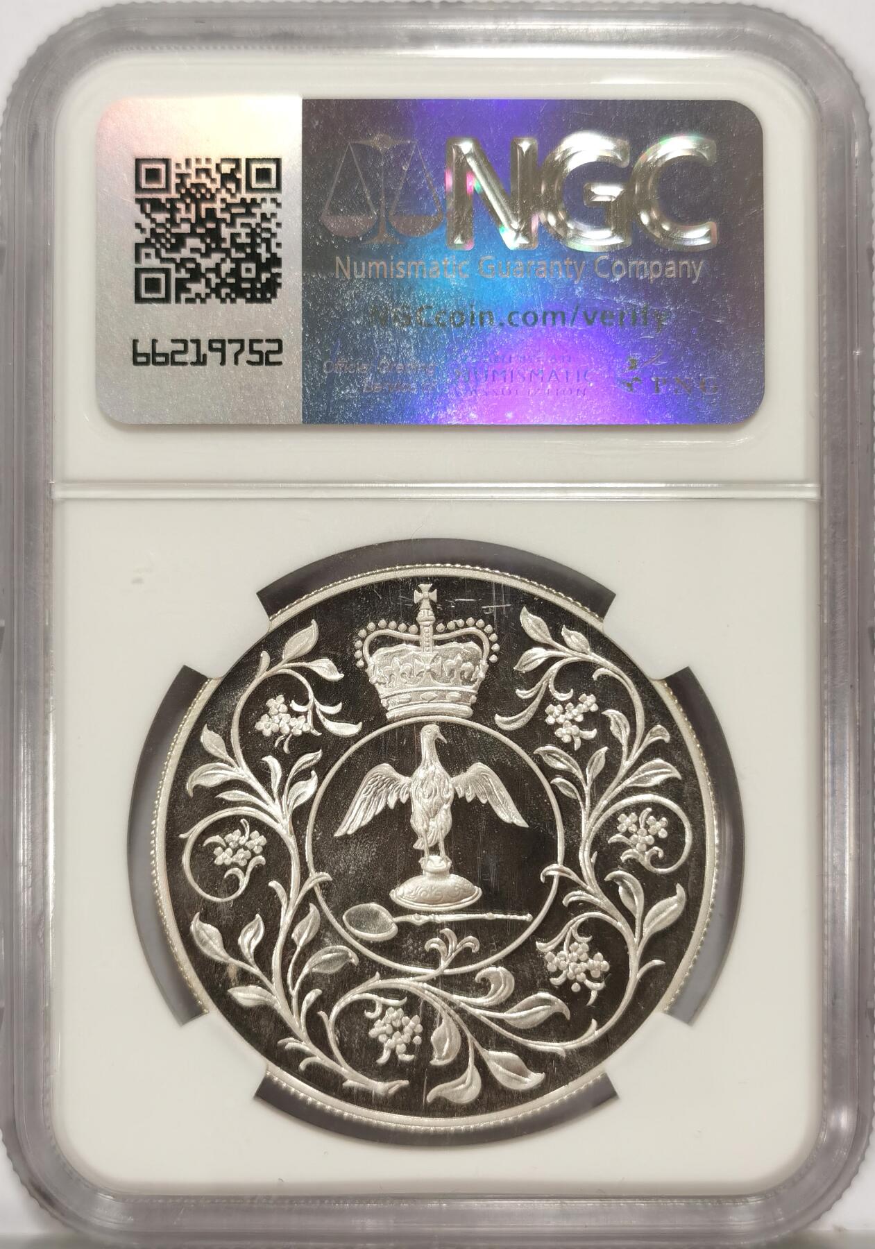 博洋堂世界钱币拍卖第090期（全场包邮） 英国1977年女王登基25周年25便士精制纪念银币NGC-PF68UC，PROOF精制币，币面清爽干净又漂亮，状态极佳