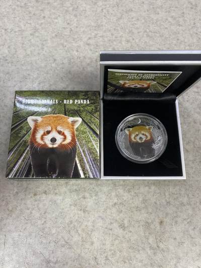 康怡轩钱币【以色列+葡萄牙+库克+澳大利亚+芬兰】第251003期  2017年库克群岛发行夜行动物系列-小猫熊5元彩色精制纪念银币