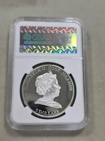 康怡轩钱币【以色列+葡萄牙+库克+澳大利亚+芬兰】第251003期  2010库克发行电影明星克拉克·盖博5元彩色精制纪念银币鉴定封装