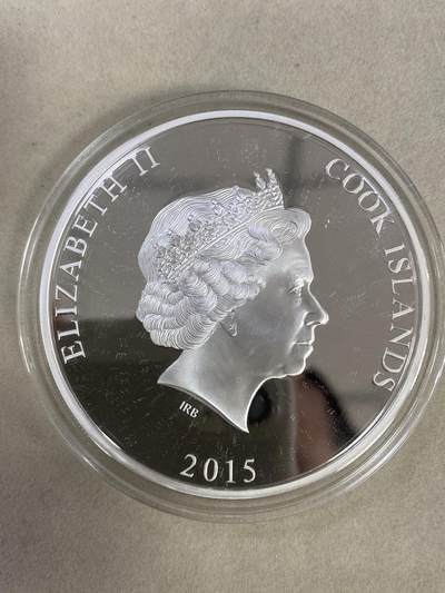康怡轩钱币【以色列+葡萄牙+库克+澳大利亚+芬兰】第251003期  2015年库克发行密西西比汽船镶贝壳5盎司精制纪念银币