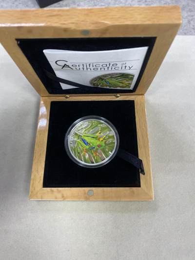 康怡轩钱币【以色列+葡萄牙+库克+澳大利亚+芬兰】第251003期  2018年库克发行树蛙5元彩色高浮雕精制纪念银币