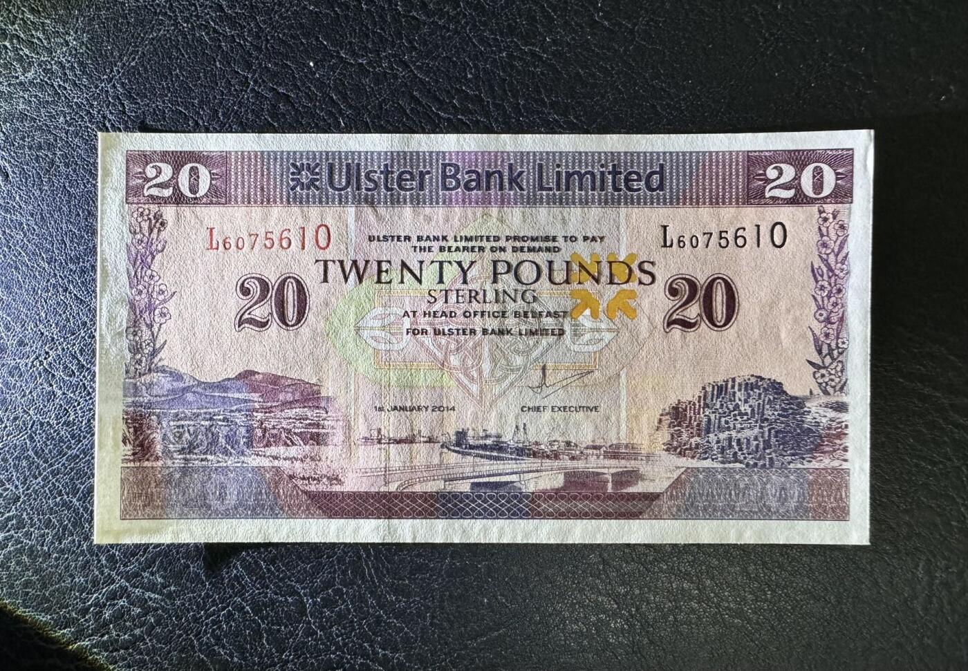 收藏联盟Quantum Auction 第374期拍卖  北爱尔兰阿斯特银行2014年20镑 品相全新UNC 号码无4