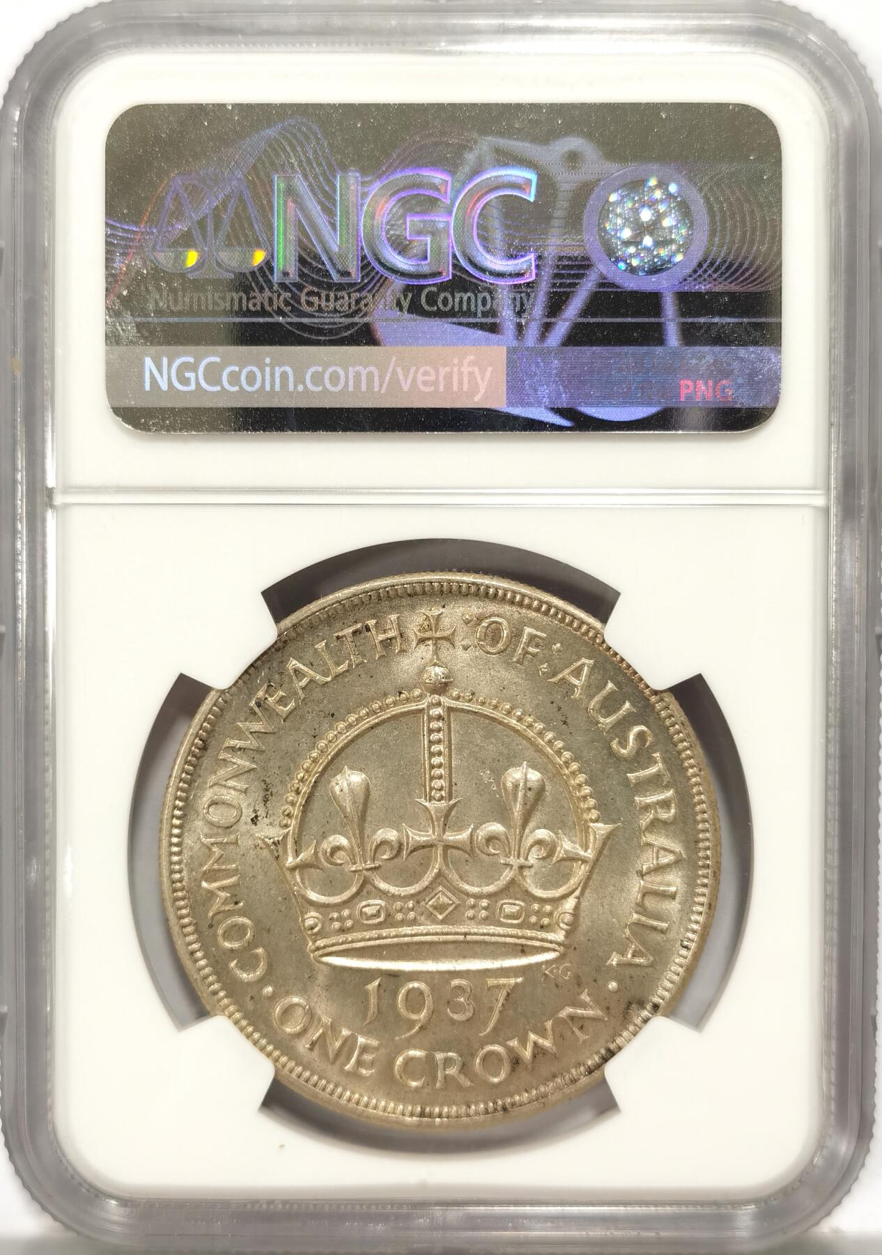 博洋堂世界钱币拍卖第090期（全场包邮） NGC MS63 英属澳大利亚1937年克朗大银币