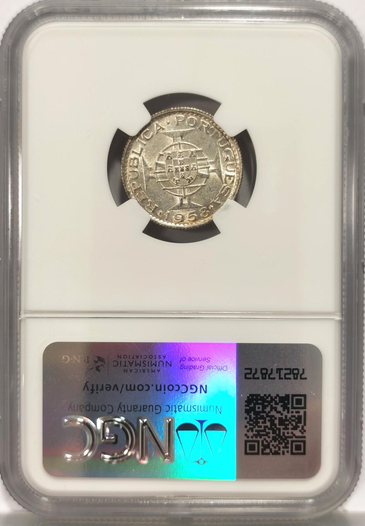 博洋堂世界钱币拍卖第090期（全场包邮） NGC MS63 葡属东帝汶1958年3埃斯库多银币