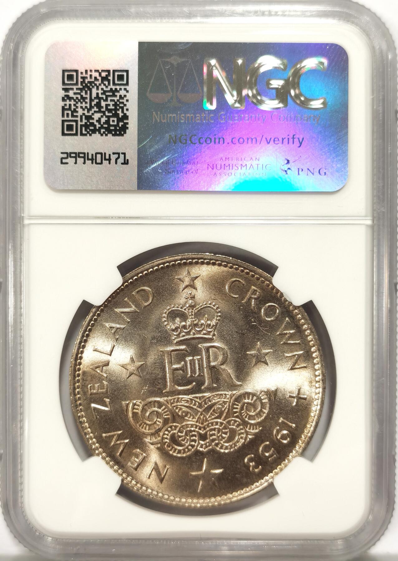 博洋堂世界钱币拍卖第090期（全场包邮） NGC MS66 英属新西兰1953年伊丽莎白二世登基纪念克朗