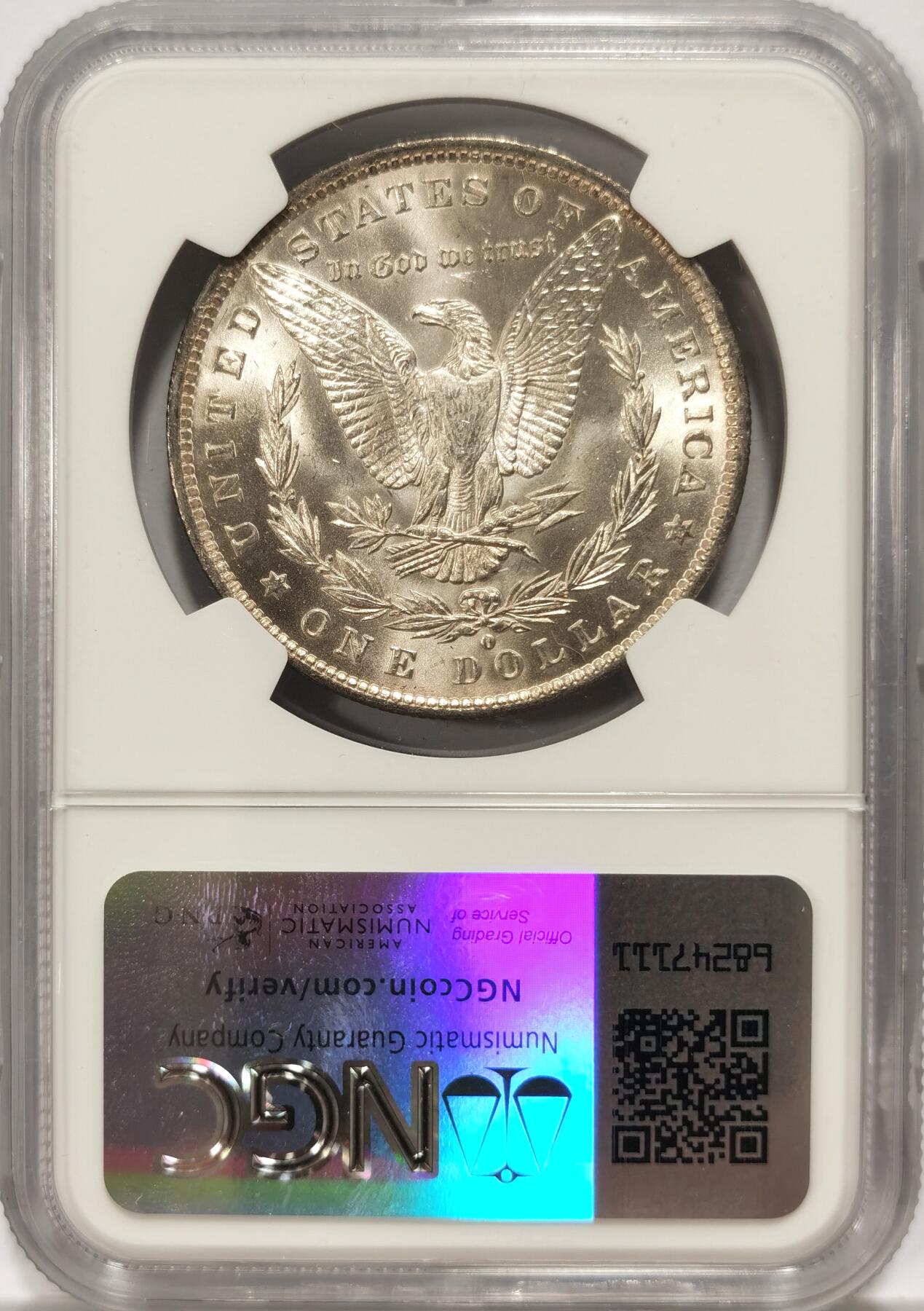 博洋堂世界钱币拍卖第090期（全场包邮） NGC MS62 美国1884年摩根1美元，单面深蓝彩包浆