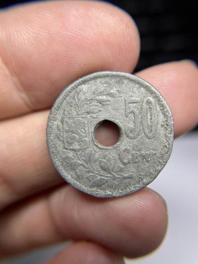 每日一拍，2024年集古藏今外币拍卖第十四期-第6场—（总第136拍），可以寄存60天，满160元包邮。 - 1918年比利时一战锌币50分
