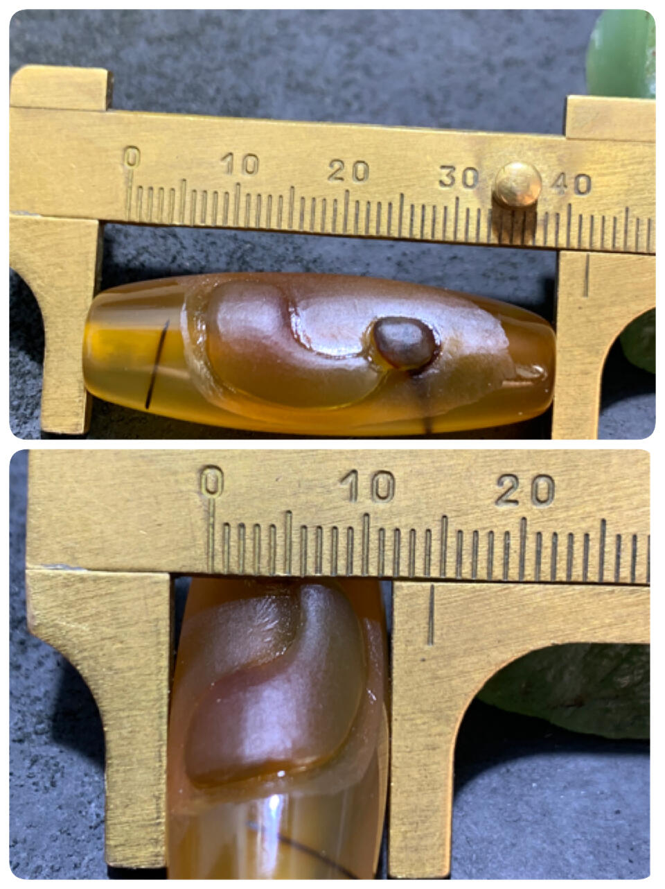 精美亚光高玉化巴西玛瑙手工俏色巧雕无相佛桶珠一个！，