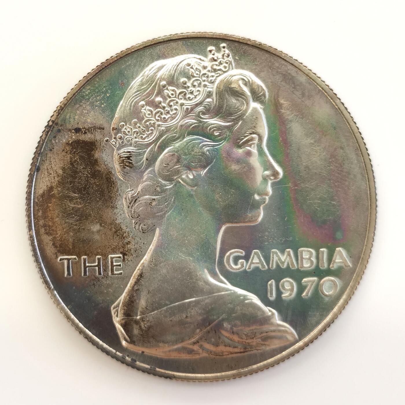 博洋堂世界钱币拍卖第097期（全场包邮） 原盒1970年英属冈比亚8先令精制银币