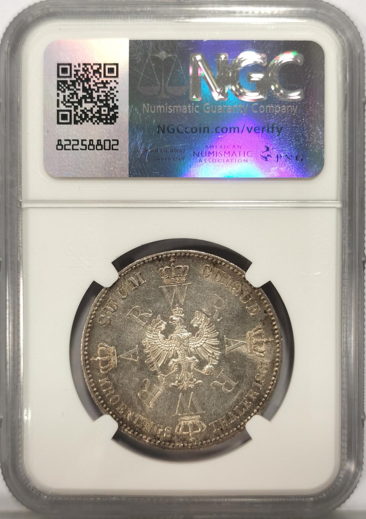 博洋堂世界钱币拍卖第090期（全场包邮） NGC UNC 德国普鲁士1861年加冕泰勒 严评 眼见有分状态