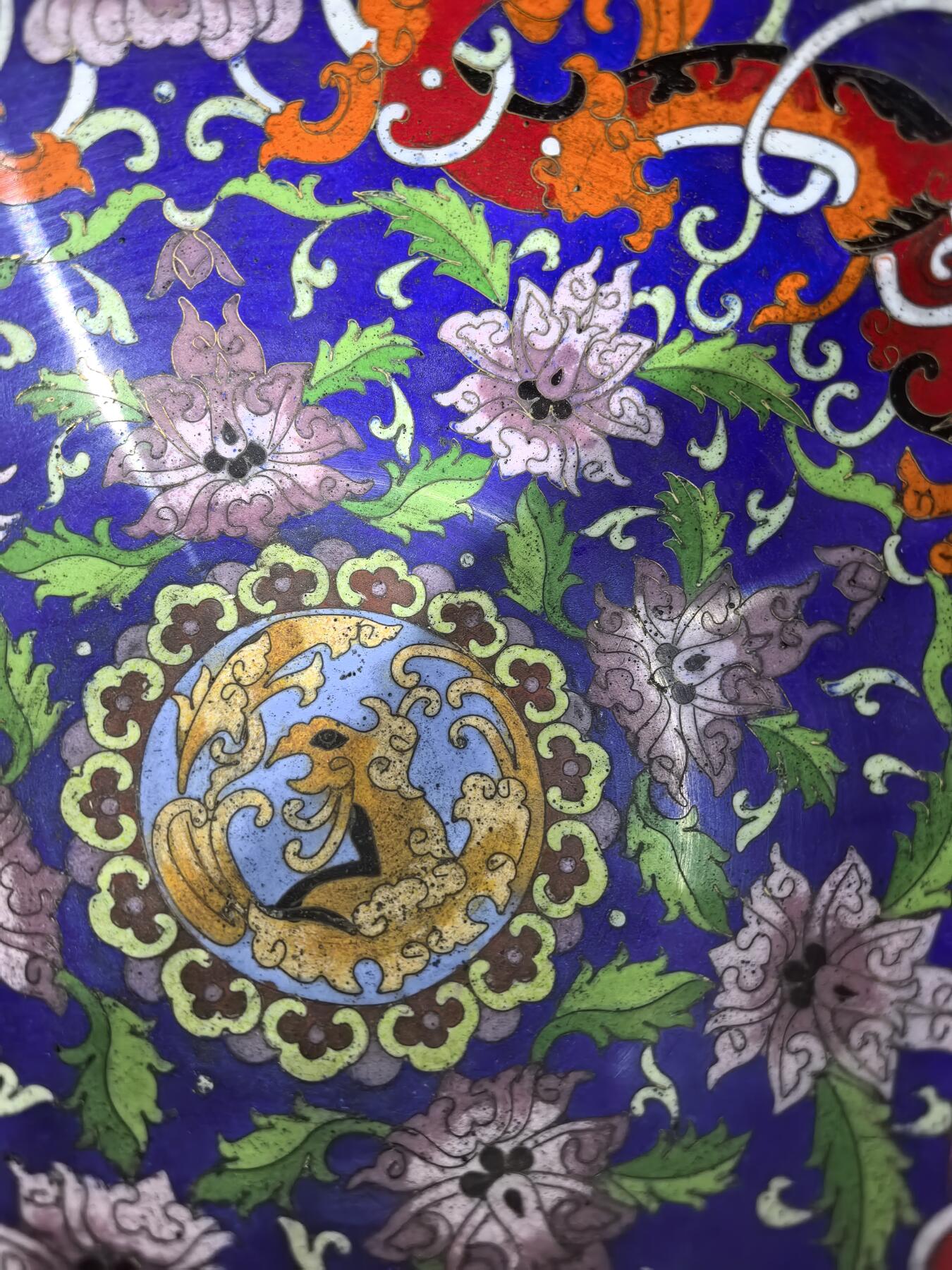 创汇时期景泰蓝大碗 全品，如图！ 尺寸:22*11cm