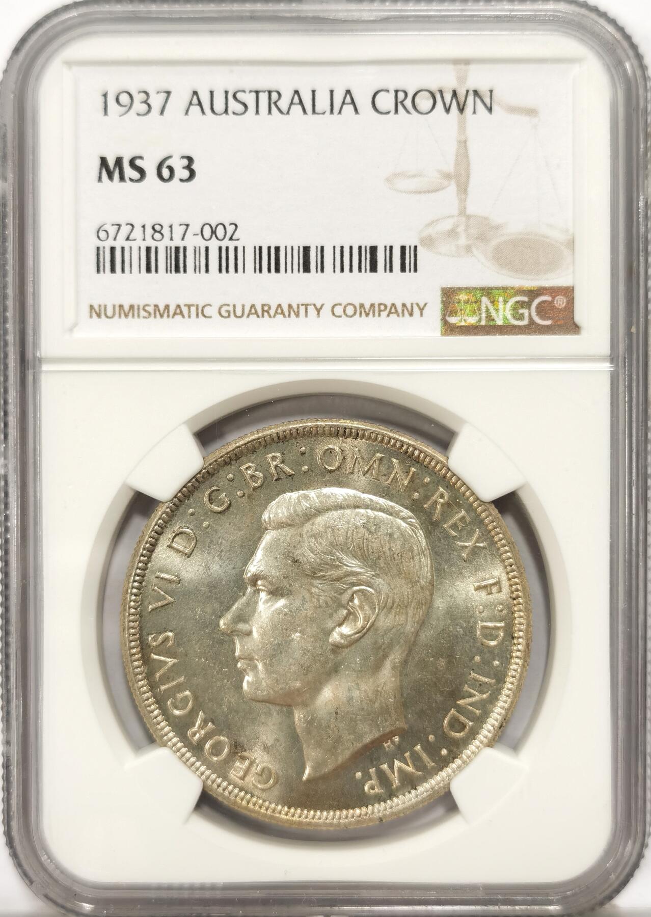 博洋堂世界钱币拍卖第090期（全场包邮） NGC MS63 英属澳大利亚1937年克朗大银币