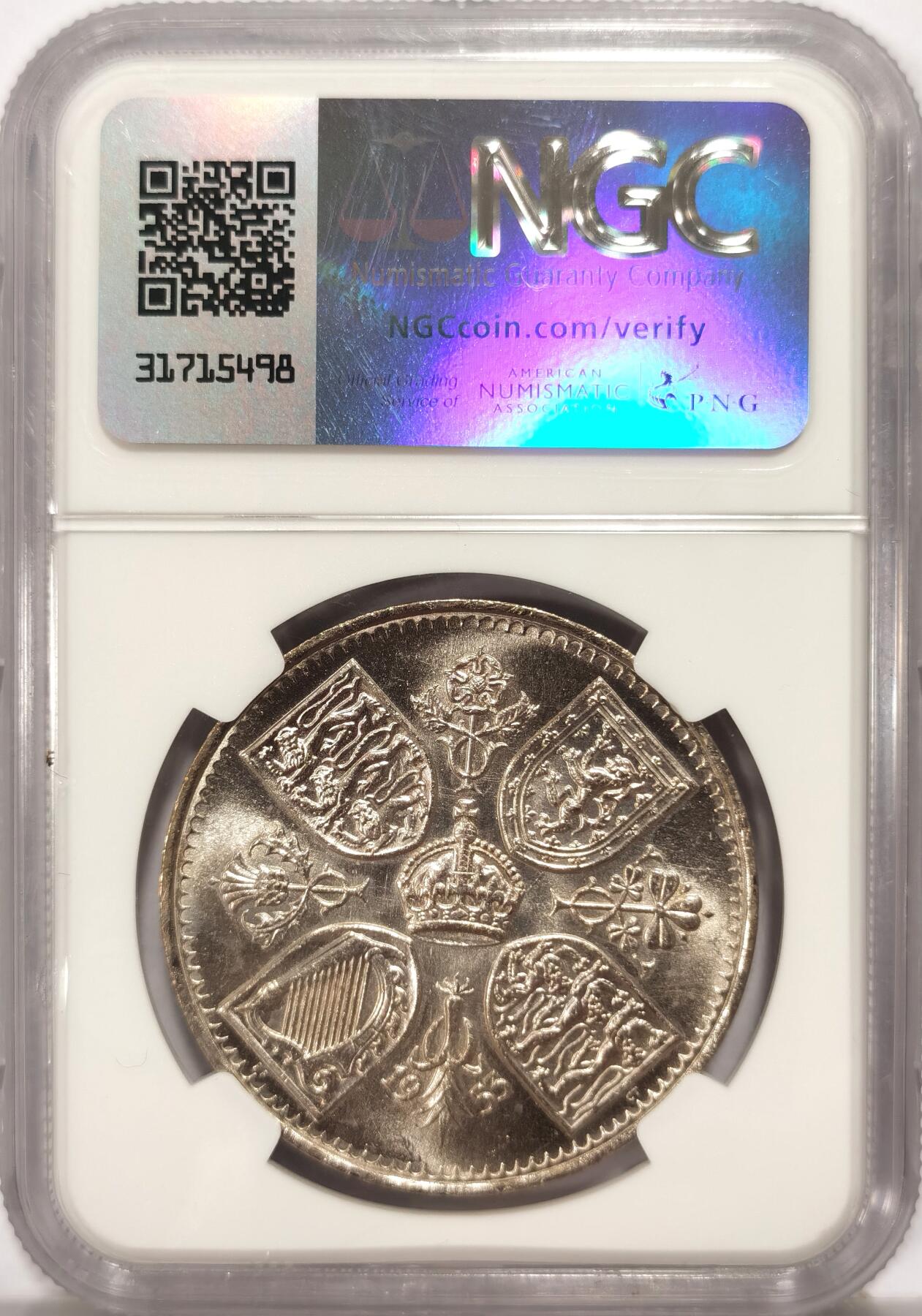 博洋堂世界钱币拍卖第090期（全场包邮） NGC MS66 英国1953年伊丽莎白二世登基纪念克朗，少见高分
