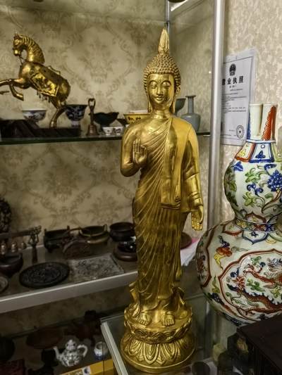 旧藏鎏金铜佛 全品如图 尺寸:69cm*16cm - 旧藏鎏金铜佛 全品如图 尺寸:69cm*16cm