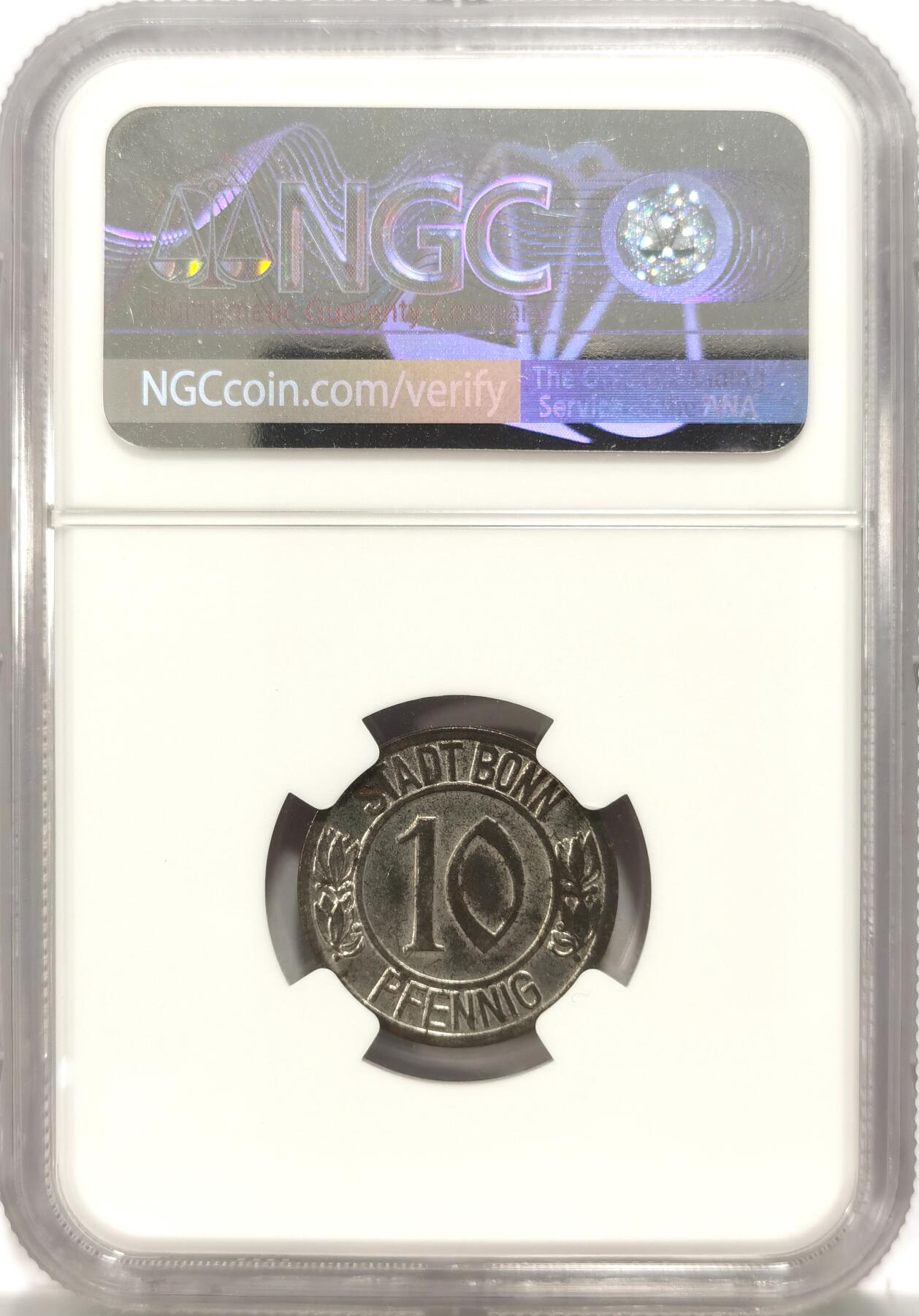 博洋堂世界钱币拍卖第140期（全场包邮） NGC MS63 德紧1920年波恩贝多芬纪念10芬妮铁币 底板干净 百年铁币无锈难得