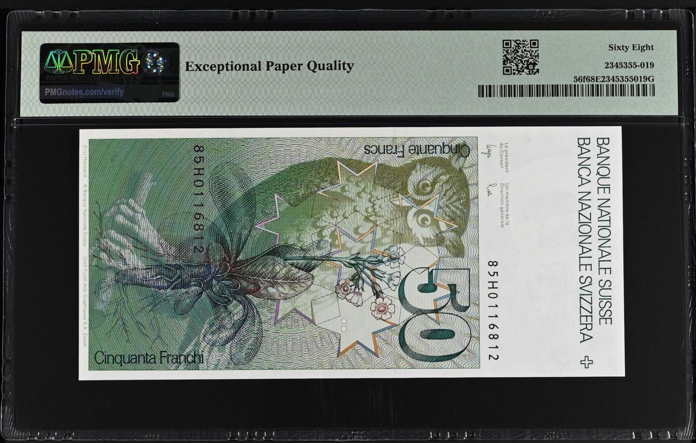 收藏联盟Quantum Auction 第375期拍卖  瑞士1985年50法郎 PMG68 该年份冠军分 号码全程无347 博物学家 医学家 格纳斯