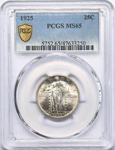 凡希社世界钱币微拍第二百八十四期 - 荐！1925美国Liberty25美分银币PCGS-MS65，淡彩银光，高分，质感一流！