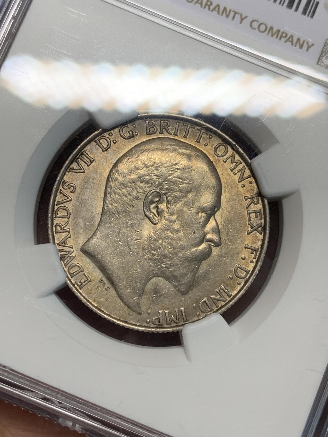 《竞宝斋》第305场   周日，周一 2场连拍 （全场包邮） NGC AU55 英国1902年爱德华七世海神弗洛林银币 经典品种