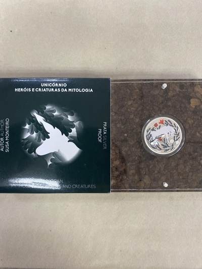 康怡轩钱币【以色列+葡萄牙+库克+澳大利亚+芬兰】第251003期  2023年葡萄牙发行神话中的英雄和生物独角兽5欧元彩色精制银币