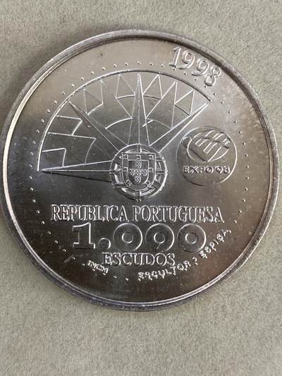康怡轩钱币【以色列+葡萄牙+库克+澳大利亚+芬兰】第251003期  1998年葡萄牙发行国际海洋博览会1000埃斯库多纪念银币