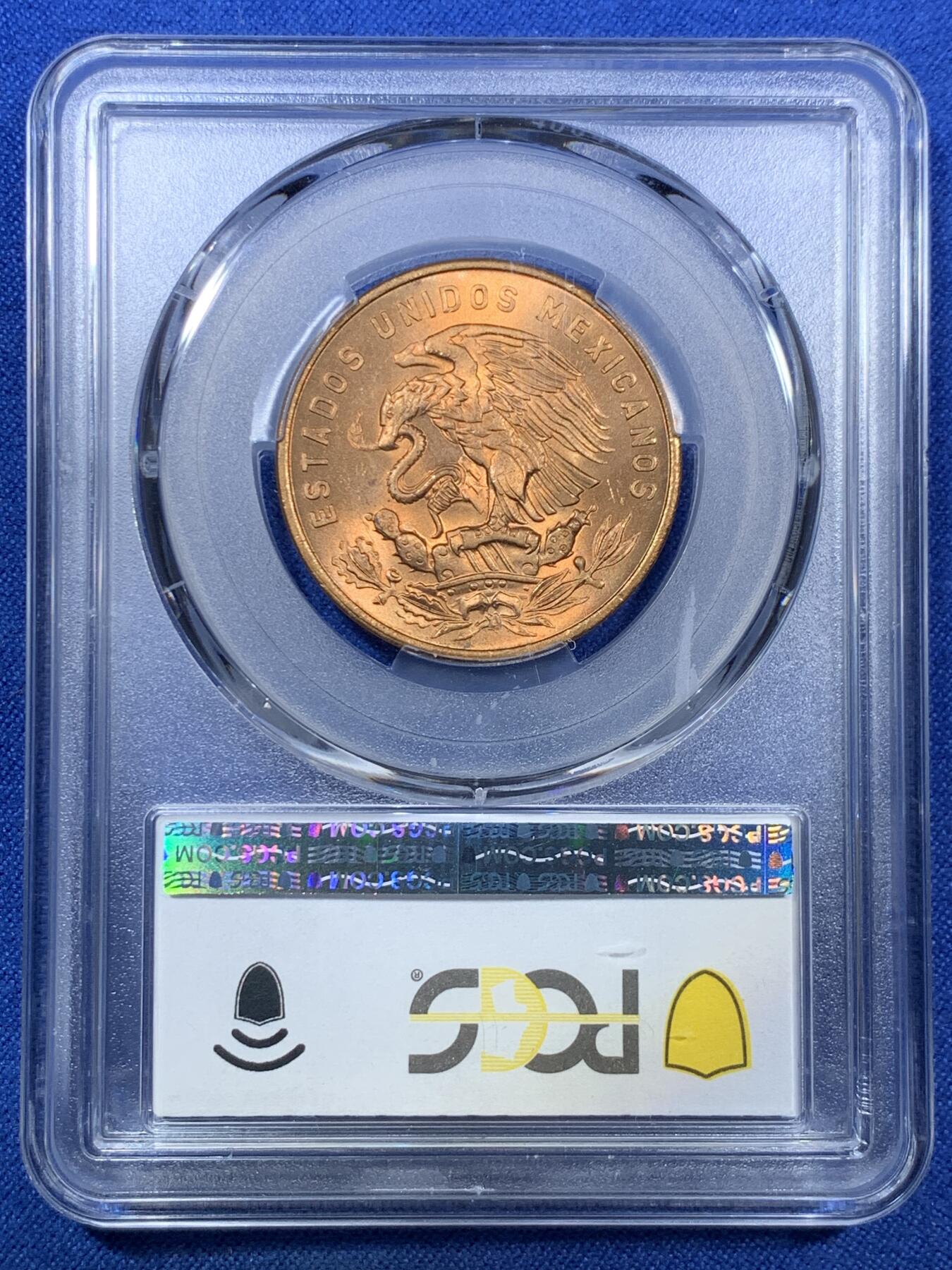 《竞宝斋》第305场   周日，周一 2场连拍 （全场包邮） PCGS MS66RD 墨西哥1969年20分铜币 高分RD难得